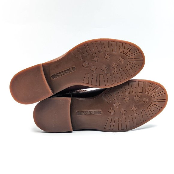 Timberland Women Savin Hill lasercut Weave Brown Leather Slip-on Boots size 7.5 - Picture 6 of 12